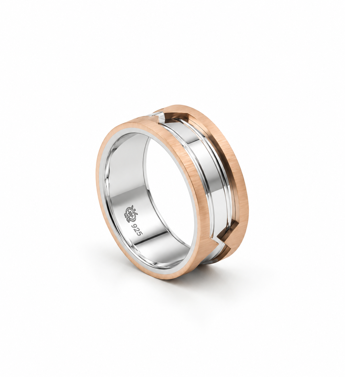Unisex Dual Tone Cutout Band Ring