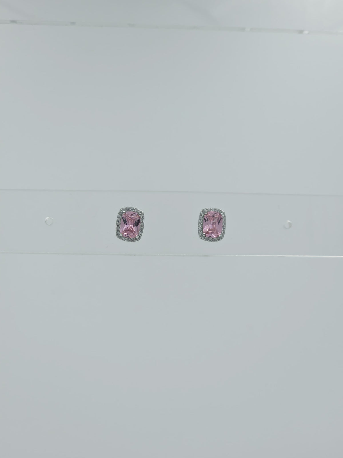 Pink Cushion Stud Earrings