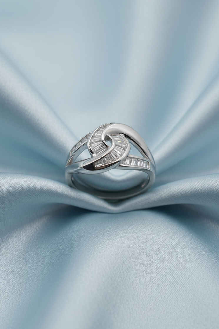 Baguette Diamond Swirl Ring