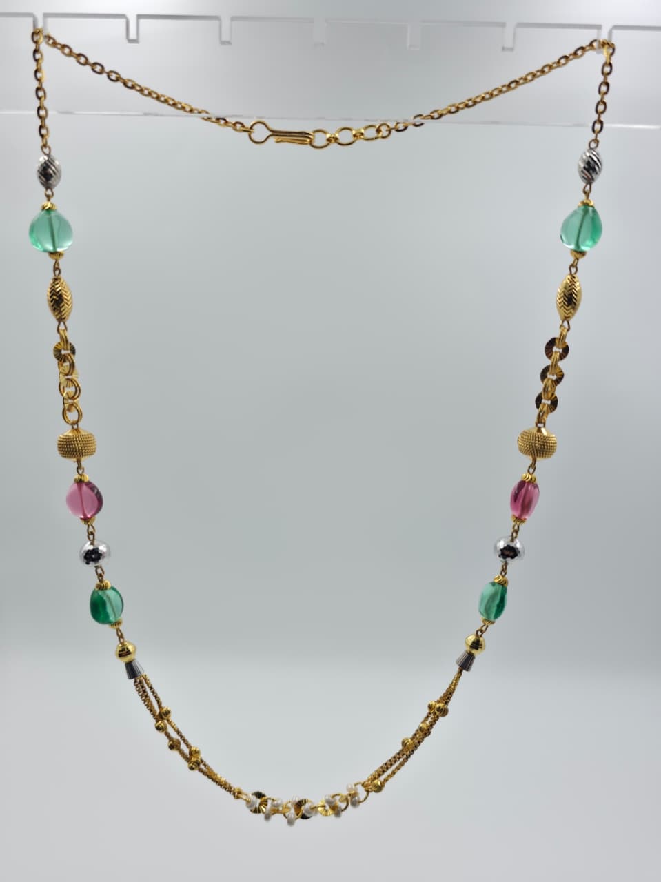 Green & Pink Crystal Fancy Mala