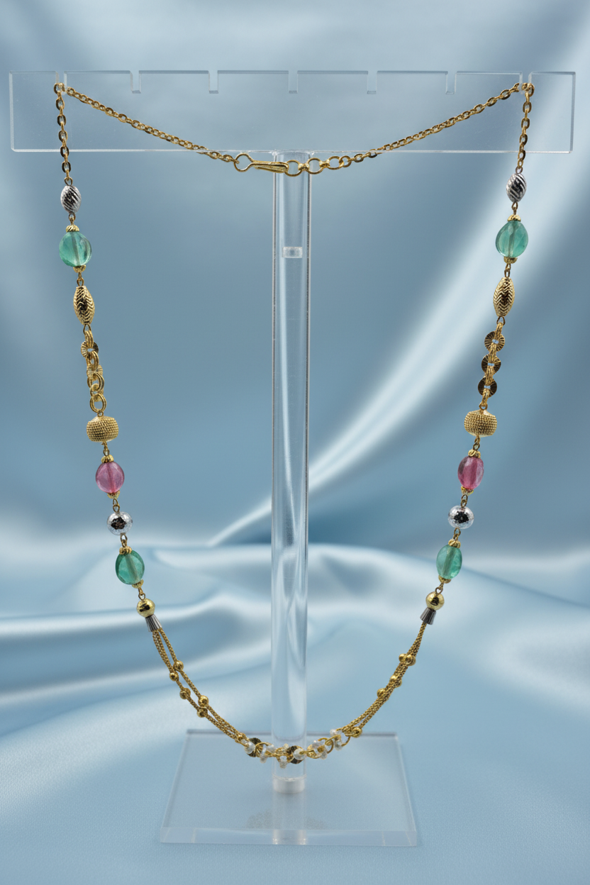 Green & Pink Crystal Fancy Mala