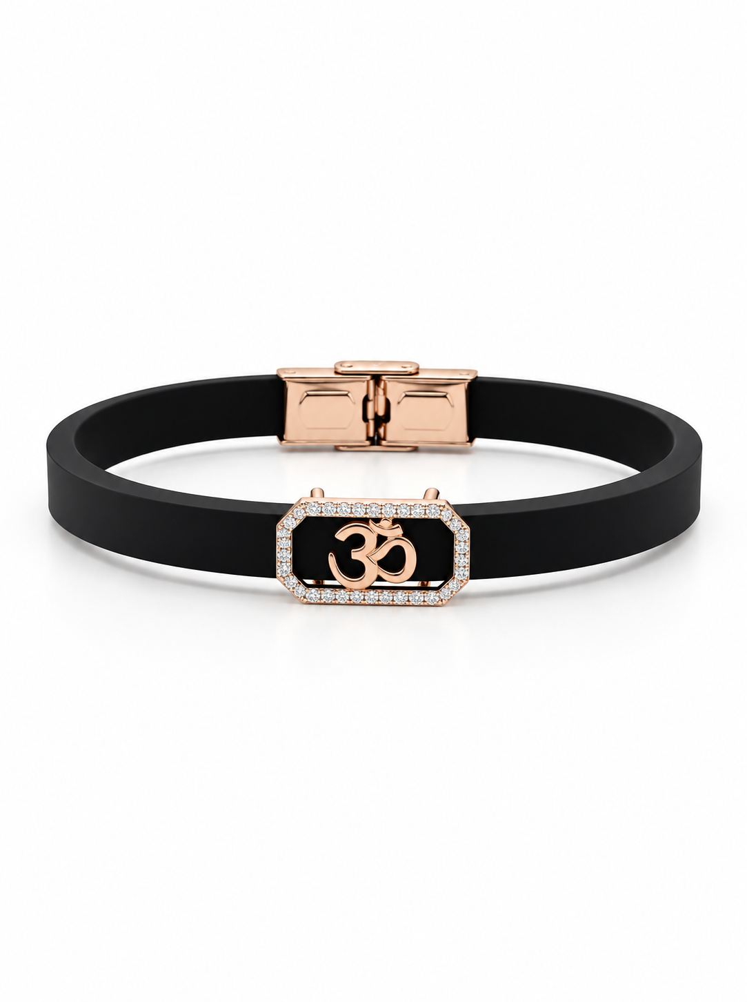 Om Silver Charm Silicon Bracelet