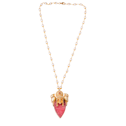 Heritage Bird Motif Pearl Pendant Necklace