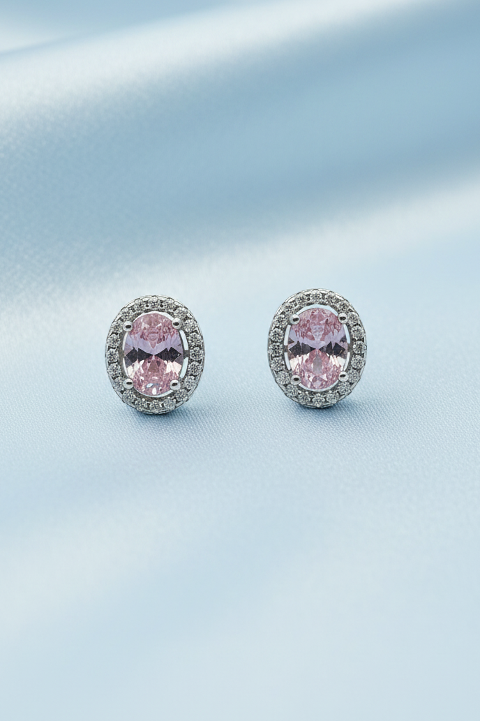 Pink Oval Earrings